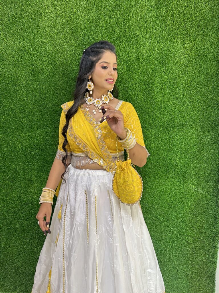 Bride with yellow lahenga